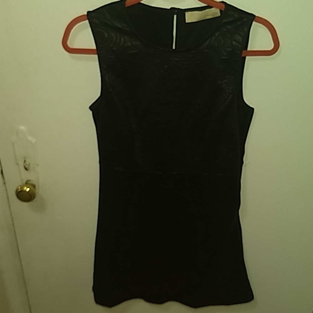 3/$30 Rose detail black pleather dress. Size S New